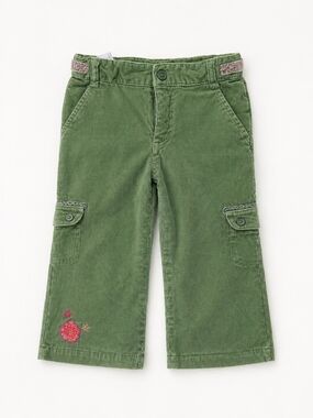 5/$35 Genuine Kids OshKosh Olive Corduroy Cargo Pants Floral 2T